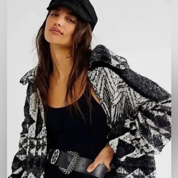 Free People One And Another Cardi Cardigan Sweater Open Front XS Black $228.   1 - Picture 1 of 13